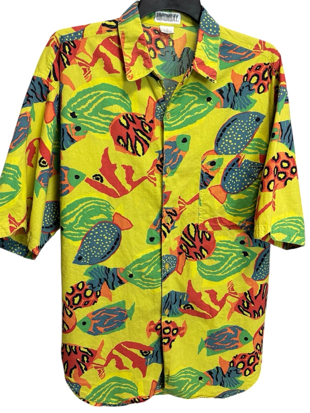 Bright 90s Unionbay tropical fish button down size medium-runs large